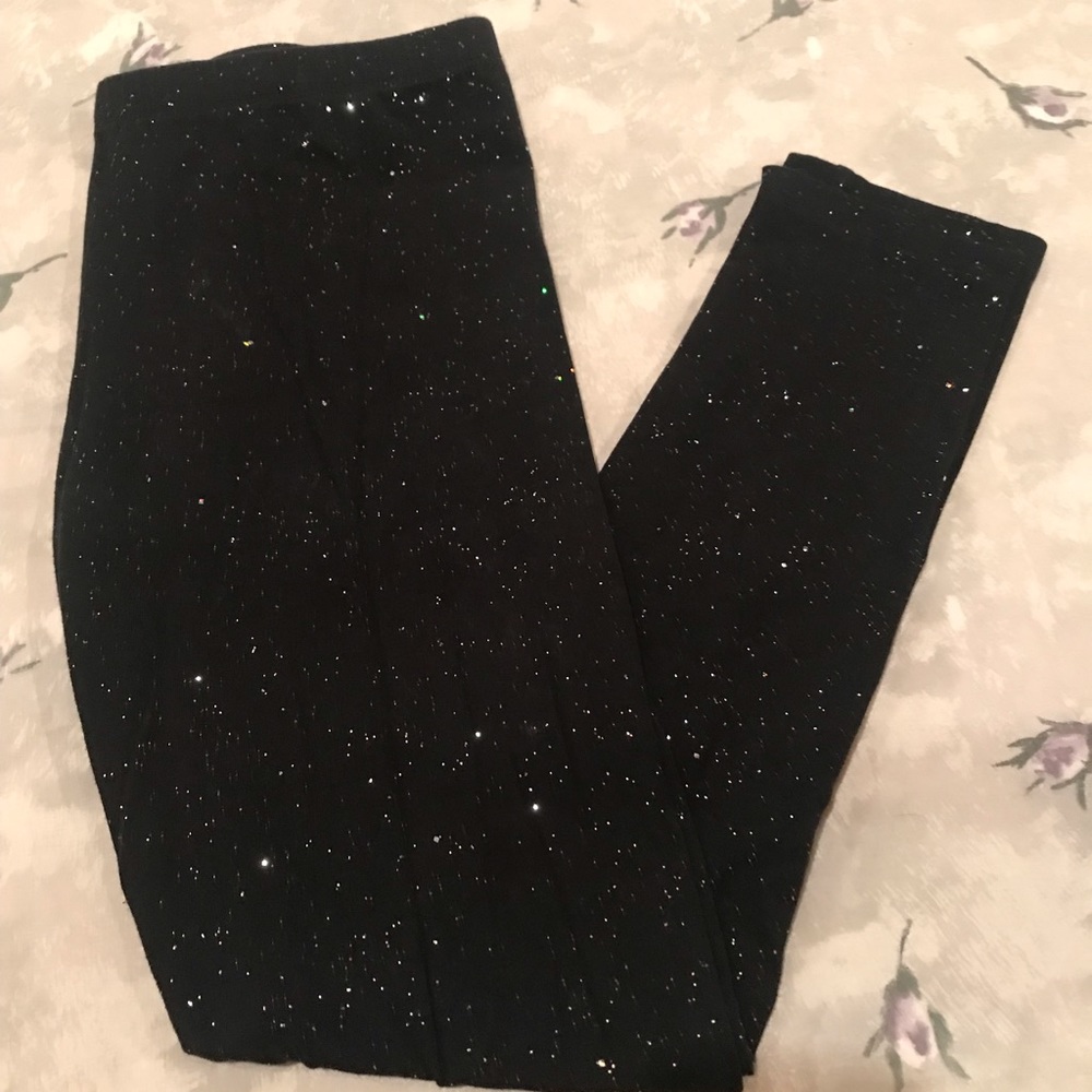 SO brand girls black leggings with glitter. Size 16.